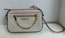Michael Kors White and Pink Blush Woman’s Adjustable Crossbody Big Chain Purse