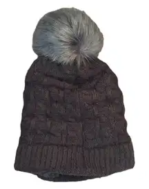 Gray Slouchy Warm Soft Beanie With Faux Fur Lining One Size NEW