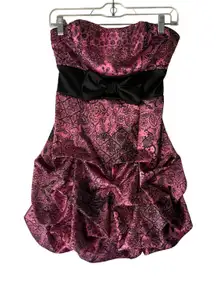 Ruby Rox Vintage Y2k Pink Black Lace Ruffle Bubble Dress M Emo Punk Scene Dance