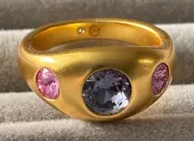 Julie Vos Gold Ring with Pink and Purple Gems size 6