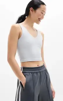 New Athleta S Transcend V-Neck Crop Sports Bra D-DD Quartz Grey Small