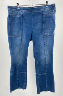 Pilcro and the Letterpress cropped raw hem‎ bootcut jeans, side zip, size 33