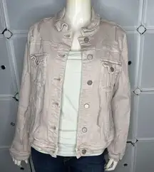 Dear John Relaxed Annie Distressed Denim Jean Jacket Size Large