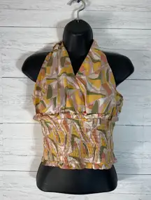 Retro Pattern Halter Top Size M hippie