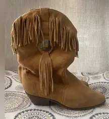 Silver Star Boots Brown Western Cowgirl Fringed Houston Suede Boots Size 8