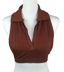 Out From Under Urban Outfitters Brown Sleeveless Ribbed Cropped Seamless Top M/L