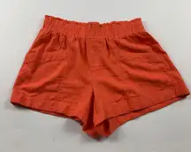 A New Day Orange Linen Blend High Rise Shorts XS