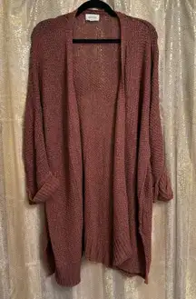 Adora Burgundy Open Knit Stretchy Fall Slouchy Cardigan Small/Medium