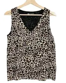 ZARA  Womens Cheetah‎ Animal Print Chiffon Sleeveless Tiered Top Size S Classy