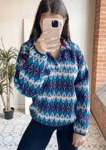 Patagonia Synchilla Forest Carpet Deep Sea Blue Pullover Jacket Fleece Mens XS