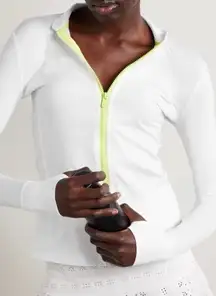L'Etoile Long Sleeve FullZip Tennis Active Jacket White/Green SMALL NWT MSRP$165