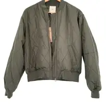 Thread & Supply Olive Green Quilted Bomber Jacket Women Size Extra Small NEW XS