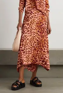 Stella McCartney Cheetah Print Silk Midi Skirt