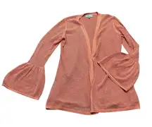 3/$15 JOAN VASS shimmery cardigan with bell sleeves
