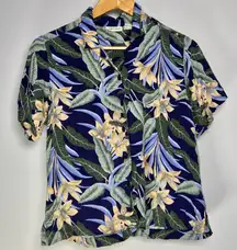 Vintage Analogy Tropical Short Sleeve Shirt Button Up Floral Hawaiian Beach Y2K