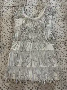 Punchy Blonde White Fringe Dress