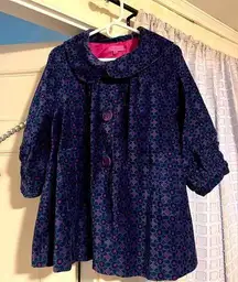 Calypso velvet purple swing coat size medium