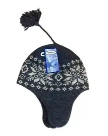 Berkshire Vintage Wool Blend Winter Hat Gray Cream Fair Isle Womens One Size New