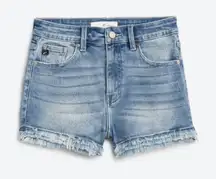 KanCan Madeline Triple Fray Hem High Rise Denim Cut Off Shorts
