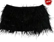 Gianni Bini Black Feather Midnight Glamour Crop Top Women's Size XL NWT  40-31-3