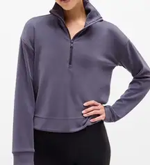 Athleta Seasoft Quarter-Zip Blue Grey Pullover Tencel Blend Sweatshirt