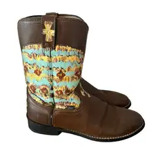 Justin Temple Roper JB3001 Unique Hand Painted Western Boots Sz 8.5D