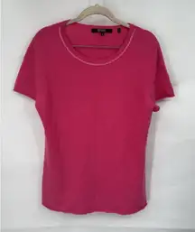 Badgley Mischka 100% Cashmere Top Women Medium‎ Pink Barbie Preppy Beaded Neck
