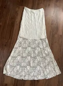 Kish Vintage Y2K Layering Lace Maxi Skirt Feminine Fairy Coquette Ethereal White