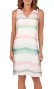 Womens Bob Timberlake Striped Watercolors Tie-Dye Sleeveless Dress  - Sz L