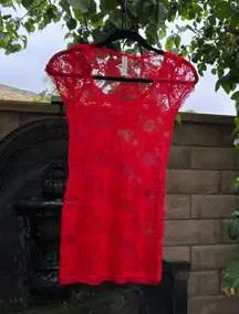 ✨Y2k Red Lace Blouse 