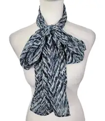Blue Chevron Print Scarf One Size Blue Chevron Scarf