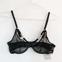 Bluebella Briar sheer mesh ring detail bra in black size 30B