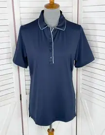 Peter Millar Golf Nylon Henley Polo Shirt Navy Blue Large Two Tone