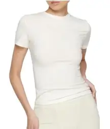 SKIMS Shirt Women Small Ivory Knit‎ Jersey Crew Neck Short Sleeve Tee Athleisure