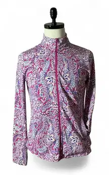 Tommy Bahama Golf Tennis Zip Up Jacket Women's Large Pink Floral Performance