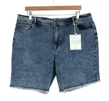 Cato Womens SZ 16 Curvy Acid Wash Denim Jean‎ Raw Edge Shorts Cotton Blend