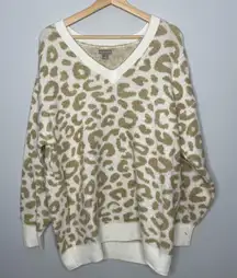 Falls Creek V-Neck Leopard Print Sweater (Large)