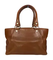 CELINE Brown Leather Tall Satchel Tote Bag CE00/13 Bougie Era Made in Italy