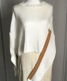 New Nasty Gal Oversized Boyfriend Fit Crop Sweater With Contrast Striped Sleeves