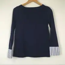 Petite Striped Sleeve Cuff Top