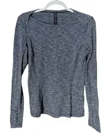 Lululemon Kanto Catch Me Long Sleeve Top Wee Stripe Heathered Black Size 10