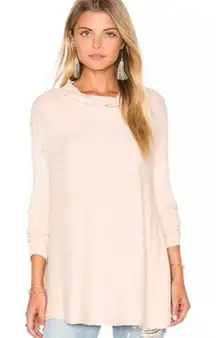 C Free People We the Free Lover Pink Mock Neck Ribbed Open Back Long Sleeve XS