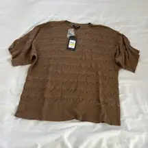 crochet blouse  Size medium  Condition: NWT Color: Brown  Details : - Open knit  - Perfect on its own or tucked in  Extra: - I ship between 1-2 days