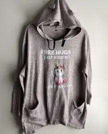 2X Unicorn Hoodie with Ears and Funny Saying