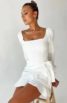 Princess Polly The Villa White Mini White Bridal Wrap Dress 4 Bride