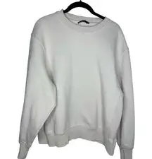 Zara Cream Crewneck Sweatshirt Women's Size Small Mock Neck Ribbed Pullover