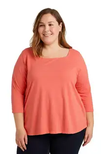 NWOT Belle by Kim Gravel Pink Feather Knit Square Neck Sweater – Size XL