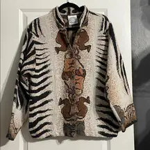Sugar Street Weavers Safari Art to Wear Tapestry Jacket Vintage Size S-L
