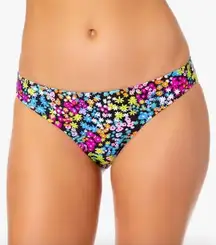 California Waves Bikini Botton‎ Black Floral Medium NWT
