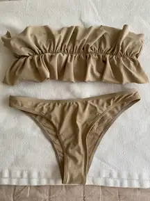Beige Ruffle Swimsuit